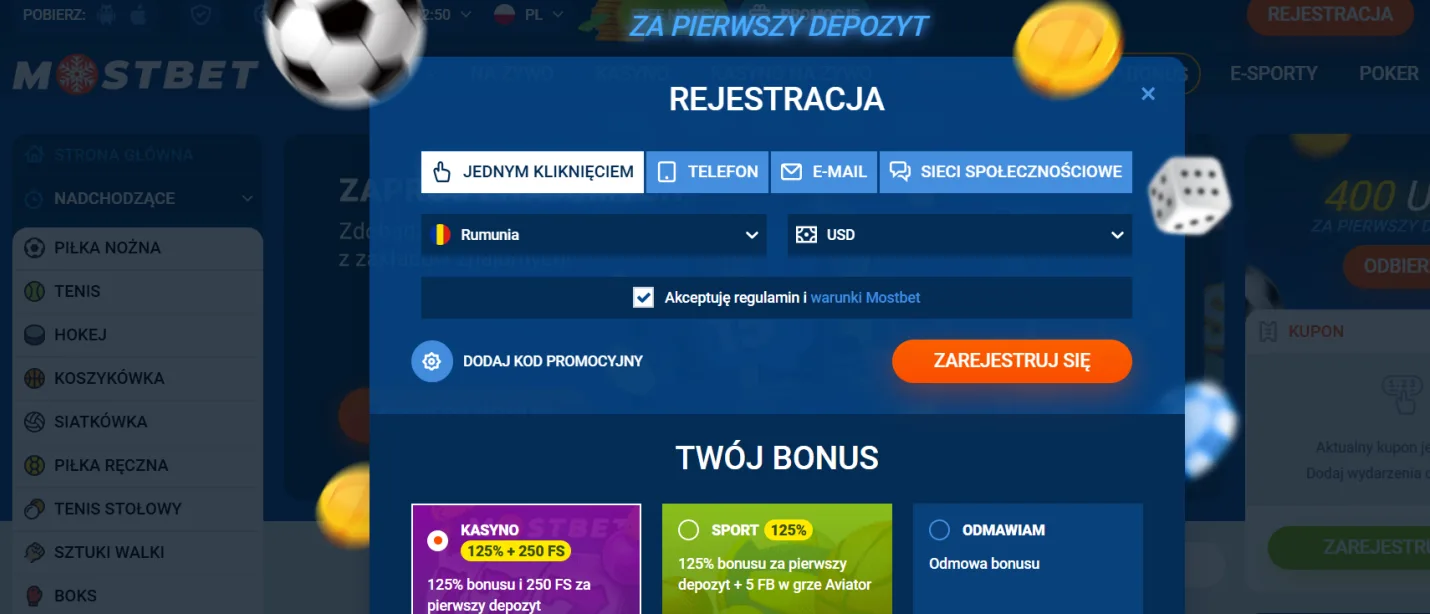 Logowanie i rejestracja w Mostbet do zakładów eSportowych