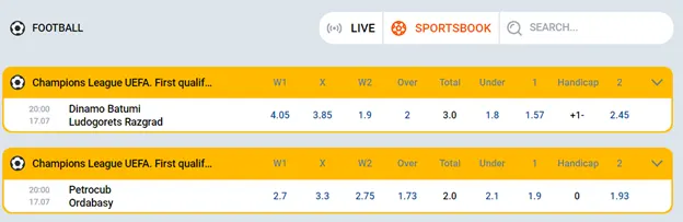 Лінія ставок на футбол у Мостбет